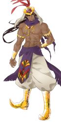 Rule 34 | 1boy, absurdres, armband, brown hair, claws, dark-skinned male, dark skin, hat, helmet, highres, jewelry, jojo no kimyou na bouken, male focus, necklace, pants, personification, pet shop, pointy footwear, scarf, shoes, solo, topless male, v (tit mzmz), yellow eyes