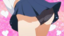 Rule 34 | 1girl, animated, animated gif, anime screenshot, ass, black panties, female focus, heart, lowres, panties, pantyshot, school uniform, skirt, softenni, solo, underwear