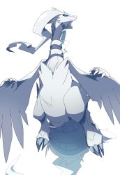Rule 34 | blue eyes, claws, closed mouth, commentary request, creatures (company), game freak, gen 5 pokemon, highres, kura (shironagasu02), legendary pokemon, looking to the side, nintendo, no humans, pokemon, pokemon (creature), reshiram, simple background, solo, white background, white fur