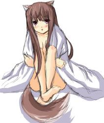 Rule 34 | 00s, animal ears, atsumi haru, blanket, holo, solo, spice and wolf, tail, wolf ears, wolf tail