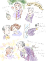 Rule 34 | 2boys, 2girls, cedric (disney), cedric (sofia the first), character request, english text, engrish text, highres, multiple boys, multiple girls, nature, pale color, plant, prince james, ranguage, sofia (disney), sofia the first
