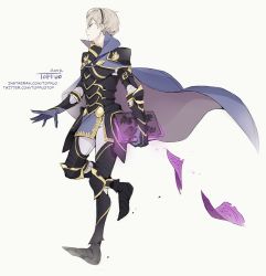Rule 34 | 1boy, 2017, armor, book, cape, fire emblem, fire emblem fates, full body, gloves, holding, leo (fire emblem), male focus, nintendo, sabaton, simple background, solo, toffuo, white background