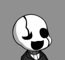Rule 34 | 1boy, :3, bad id, bad pixiv id, chibi, colored skin, grey background, greyscale, gyate gyate, lowres, male focus, monochrome, open mouth, portrait, ribbed sweater, simple background, smile, solo, sweater, turtleneck, undertale, uneven eyes, upper body, w.d. gaster, white skin, yaruky