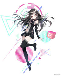 Rule 34 | 1girl, animal ear hairband, animal ears, black ai, black footwear, black hair, black sailor collar, black skirt, boots, closed mouth, commentary request, dark persona, fake animal ears, full body, hairband, hand on own cheek, hand on own face, kizuna ai inc., long hair, microskirt, multicolored hair, official art, phantom of the kill, pink hair, pink hairband, sailor collar, second-party source, skirt, sleeveless, smile, solo, standing, standing on one leg, streaked hair, thigh boots, two-tone hair