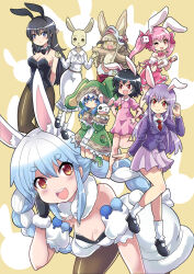 Rule 34 | 1other, 6+girls, animal ears, bare shoulders, beastars, black gloves, black hair, blue eyes, blue hair, breasts, character request, chinese zodiac, cleavage, colonel aki, commentary, commentary request, copyright request, crossover, date a live, di gi charat, dress, english commentary, eyepatch, female focus, fishnet pantyhose, fishnets, furry, gloves, green dress, haru (beastars), hololive, inaba tewi, long sleeves, looking at viewer, made in abyss, matching hair/eyes, medium breasts, mixed-language commentary, multicolored hair, multiple girls, nanachi (made in abyss), open mouth, orange eyes, pantyhose, pink dress, pink hair, purple hair, rabbit ears, rabbit girl, rabbit head, red eyes, reisen udongein inaba, sakurajima mai, seishun buta yarou, short sleeves, sleeves past fingers, sleeves past wrists, touhou, trait connection, twintails, two-tone hair, usada hikaru, usada pekora, usada pekora (1st costume), virtual youtuber, white dress, white hair, year of the rabbit, yoshino (date a live)