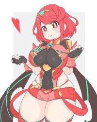 Rule 34 | breasts, highres, large breasts, pyra (xenoblade), red eyes, red hair, short hair, thighs, xenoblade chronicles (series), xenoblade chronicles 2