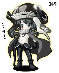 Rule 34 | 10s, 1girl, abyssal ship, bodysuit, cape, chibi, gloves, kantai collection, solo, staff, takasegawa yui, wo-class aircraft carrier