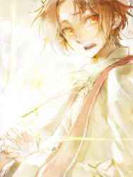 Rule 34 | 00s, 1boy, axis powers hetalia, brown hair, c (rahit), cross, cross necklace, jewelry, male focus, necklace, northern italy (hetalia), open mouth, rahit, short hair, solo, yellow eyes