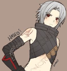 Rule 34 | .hack//, .hack//g.u., .hack//roots, 00s, 1boy, bandai, cyber connect 2, elbow gloves, gloves, haseo, haseo (.hack//), kurot, lowres, male focus, midriff, red eyes, silver hair, sleeveless, solo, tattoo