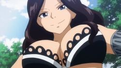 Rule 34 | 1girl, animated, animated gif, armlet, breasts, brown hair, cana alberona, cleavage, fairy tail, large breasts, long hair, outdoors, solo, upper body