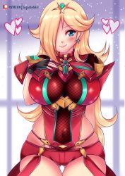 Rule 34 | 1girl, absurdres, alternate costume, black gloves, blonde hair, breasts, chest jewel, cosplay, earrings, fingerless gloves, gem, gloves, highres, jewelry, large breasts, mario (series), nintendo, pyra (xenoblade), pyra (xenoblade) (cosplay), red shorts, rosalina, short shorts, shorts, solo, sugarbell, super mario galaxy, super smash bros., thighhighs, tiara, xenoblade chronicles (series), xenoblade chronicles 2