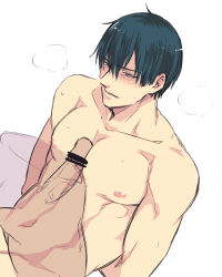 Rule 34 | 2boys, arms behind back, black hair, blush, censored, lowres, male focus, multiple boys, nipples, nude, pectorals, penis, restrained, sanada gen&#039;ichirou, short hair, simple background, sweat, tennis no ouji-sama, white background, x-ray, yaoi