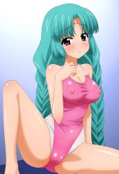 Rule 34 | 1990s (style), 1girl, absurdres, aqua eyes, cameltoe, canal volphied, covered erect nipples, highres, long hair, lost universe, sugimura tomokazu, swimsuit