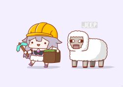 Rule 34 | 1girl, absurdres, alternate headwear, animal, block (minecraft), chest jewel, chibi, dress, full body, gem, gradient hair, hair flaps, happy, hard hat, helmet, highres, holding, holding pickaxe, hololive, hololive english, koseki bijou, koseki bijou (1st costume), long hair, minecraft pickaxe, multicolored hair, open mouth, phdpigeon, pickaxe, purple hair, shadow, sheep, sheep (minecraft), simple background, single arm guard, smile, solid circle eyes, solo, virtual youtuber, walking, wall-eyed, white background