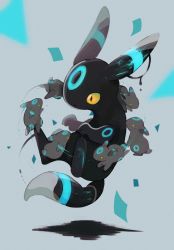 Rule 34 | alternate color, commentary, confetti, creatures (company), floating, flying, full body, game freak, gen 2 pokemon, grey background, highres, lil, looking at another, nintendo, no humans, pokemon, pokemon (creature), shadow, shiny pokemon, surrounded, umbreon, yellow eyes