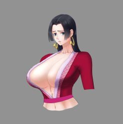 Rule 34 | 1girl, boa hancock, breasts, highres, large breasts, long hair, one piece, solo, torso