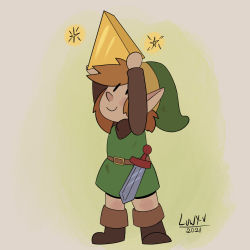Rule 34 | 1boy, arms up, belt, brown hair, elf, full body, grin, hat, highres, holding, link, looking up, nintendo, pointy ears, smile, standing, sword, the legend of zelda, the legend of zelda (nes), triforce, tunic, weapon