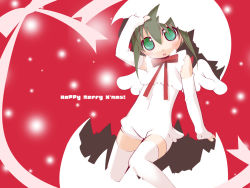 Rule 34 | christmas, egg, elbow gloves, gloves, green eyes, matsuda98, original, solo, thighhighs, wings