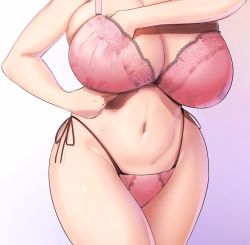 Rule 34 | 1girl, breasts, huge breasts, lingerie, saaya (kirome), solo, thick thighs, thighs, underwear, wide hips