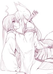 Rule 34 | 1boy, 1girl, ahoge, animal ears, asugano subaru, bare shoulders, extra ears, closed eyes, face-to-face, fox ears, greyscale, hands on another&#039;s shoulders, hetero, imminent kiss, japanese clothes, kneeling, long hair, low ponytail, monochrome, noses touching, open mouth, original, pleated skirt, simple background, sitting, skirt, straddling, tamakagura inari, white background, wide sleeves, yagi (ningen)