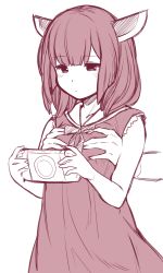 Rule 34 | 1girl, blunt bangs, blush, closed mouth, dress, expressionless, grabbing, grabbing from behind, handheld game console, holding, monochrome, playstation portable, ryuusei (ryuuseiseikou), simple background, sketch, solo, touhoku kiritan, voiceroid, yagi (ningen)