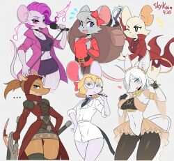 Rule 34 | 2022, 6+girls, animal crossing, animal ears, armello, backpack, backpack hero, bad tag, bag, black eyes, blonde hair, blue eyes, bow ribbon, bracelet, breasts, brown hair, burmecian, claws, eyebrows, final fantasy, final fantasy ix, freija crescent, furry, glasses, grey eyes, heart, highres, jewelry, looking at viewer, magenta hair, medium breasts, microphone, mina (mina the hollower), mina the hollower, mouse (animal), mouse ears, mouse girl, mouse tail, multiple girls, navel, nintendo, open mouth, petri (animal crossing), pink eyes, pomme (rivals of aether), ponytail, purple hair, purse (backpack hero), rat tail, ribbon, rivals of aether, simple background, skykain, smile, square enix, sweat, tail, white background, wide hips, yacht club games, zosha (armello)