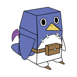 Rule 34 | disgaea, no humans, papercraft, prinny, simple background, sitting, solo
