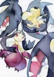 Rule 34 | closed mouth, commentary request, creatures (company), game freak, gen 3 pokemon, highres, looking at viewer, mawile, mega mawile, mega pokemon, nintendo, no humans, open mouth, pokemon, pokemon (creature), red eyes, simple background, smile, white background, yamanashi taiki