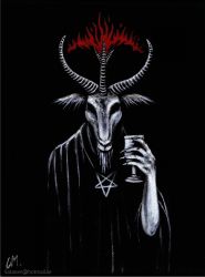 Rule 34 | 1boy, absurdres, baphomet, dark, darkness, demon, fire, furry, goat, highres, horns, monochrome, no humans, occult, pentagram, satanen