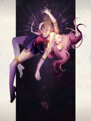 Rule 34 | 1girl, alternate costume, alternate hair color, alternate hairstyle, boots, brooch, choker, earrings, elbow gloves, full body, gloves, hand on own hip, high heel boots, high heels, highres, jewelry, league of legends, lux (league of legends), magical girl, pink hair, solo, star (symbol), star guardian (league of legends), star guardian lux, thigh boots, thighhighs, tiara