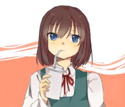 Rule 34 | 10s, 1girl, blue eyes, cup, drinking, drinking straw, nakagomiyuki415, onjouji toki, saki, saki (manga), saki achiga-hen, solo