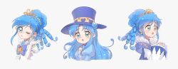Rule 34 | 1girl, absurdres, blue hair, crown, dress, fushigiboshi no futago hime, green eyes, highres, magical girl, non-web source, rein (futagohime)