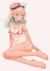 Rule 34 | 1girl, absurdres, andy2465, aqua hair, arm strap, arm support, barefoot, beret, bikini, blush, breasts, closed mouth, collarbone, commentary, english commentary, eyelashes, feet, full body, gradient hair, grey background, hat, highres, hololive, hololive english, leaning to the side, legs, long hair, medium breasts, micro bikini, multicolored hair, navel, one-piece tan, orange hair, red bikini, red eyes, red hat, shiny skin, sideboob, sitting, skindentation, smile, solo, swimsuit, takanashi kiara, tan, tanline, thigh strap, tilted headwear, toes, underboob, virtual youtuber