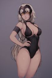 Rule 34 | 1girl, absurdres, ahoge, armlet, bad id, bad tumblr id, black bra, black choker, black leotard, bra, breasts, chain, choker, closed mouth, commentary, contrapposto, fate/grand order, fate (series), fingernails, grey background, grey nails, hand on own hip, headpiece, highres, jeanne d&#039;arc (fate), jeanne d&#039;arc alter (avenger) (fate), jeanne d&#039;arc alter (fate), large breasts, legs together, leotard, light smile, lips, long hair, looking at viewer, matilda fiship, nail polish, orange eyes, patreon logo, patreon username, pink lips, simple background, solo, standing, underwear, very long hair
