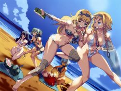 Rule 34 | + +, 6+girls, abs, akaga hirotaka, angry, animal print, armpits, bandeau, barefoot, beach, bikini, black hair, blonde hair, blue eyes, blue hair, blush, braid, breast hold, breasts, choker, cleavage, cloud, crossed arms, dark-skinned female, dark skin, dutch angle, earrings, echidna (queen&#039;s blade), elina (queen&#039;s blade), embarrassed, everyone, feet, food, fruit, fundoshi, grey hair, grin, hair ornament, hairband, headband, highres, hobby japan, holding another&#039;s wrist, innertube, irma (queen&#039;s blade), japanese clothes, jewelry, jumping, knee pads, kneeling, knife, kunai, large breasts, legs, leina (queen&#039;s blade), long hair, lying, multicolored hair, multiple girls, naughty face, on back, one-piece swimsuit, one eye closed, open mouth, outdoors, pointy ears, ponytail, queen&#039;s blade, queen&#039;s blade lost worlds, red eyes, red hair, risty (queen&#039;s blade), sand, sarashi, shell, shell bikini, short hair, siblings, sisters, sky, sleeping, slingshot swimsuit, smile, snake, sports bikini, strapless, swim ring, swimsuit, tankini, thigh strap, tiger print, toes, tomoe (queen&#039;s blade), towel, tube top, twin braids, two-tone hair, underboob, water, watermelon, weapon, white one-piece swimsuit, wince, wink