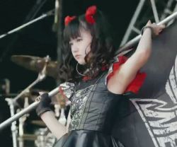 Rule 34 | 1girl, animated, animated gif, asian, babymetal, black gloves, concert, fingerless gloves, gloves, japanese (nationality), microphone, mizuno yui, outdoors, photo (medium), standing, twintails