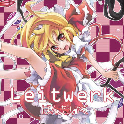 Rule 34 | 1girl, album cover, ascot, blonde hair, bow, cover, dain, fang, female focus, flandre scarlet, hat, non-web source, open mouth, ra radish, red eyes, ribbon, short hair, side ponytail, smile, solo, embodiment of scarlet devil, touhou, wings