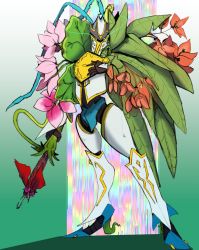 Rule 34 | armor, bloomlordmon, digimon, flower, highres, knight, lance, plant, polearm, weapon