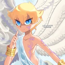 Rule 34 | 1boy, angel, digimon, digimon (creature), holy ring, jewelry, lucemon, male focus, ring, solo, wings