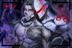 Rule 34 | 2boys, abs, age difference, armor, bara, brothers, cum, cum on body, facial, family, genji (overwatch), hanzo (overwatch), incest, male focus, mask, multiple boys, muscular, open mouth, overwatch, overwatch 1, pectorals, siblings, tattoo, yaoi