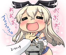 Rule 34 | &gt; &lt;, 10s, 1boy, 1girl, :3, = =, admiral (kancolle), bare shoulders, black neckerchief, black panties, blonde hair, blush, elbow gloves, closed eyes, gloves, hair ribbon, hand on another&#039;s chin, hase yu, highleg, highleg panties, kantai collection, long hair, microskirt, neckerchief, open mouth, outstretched arms, panties, rensouhou-chan, rensouhou-kun, ribbon, shimakaze (kancolle), skirt, smile, solo focus, stroking another&#039;s chin, translation request, underwear