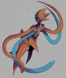 Rule 34 | artist request, creatures (company), deoxys, deoxys (attack), expressionless, game freak, gen 3 pokemon, looking at viewer, looking back, mythical pokemon, nintendo, no humans, pokemon, pokemon (creature), simple background, tentacles