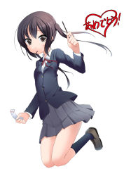 Rule 34 | black hair, brown eyes, food, k-on!, long hair, moti ken, mouth hold, nakano azusa, pocky, school uniform, solo, twintails