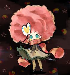 Rule 34 | 1girl, afro, bad id, bad pixiv id, big hair, blush stickers, butterfly hair ornament, chibi, green eyes, hair ornament, nenna, no pupils, pantyhose, personification, pink hair, scarf, solo, striped clothes, striped scarf, universe (pv), universe (sakamoto maaya)