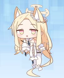Rule 34 | 1girl, animal, animal ear fluff, animal ears, bare shoulders, bird, blonde hair, blue archive, blush, detached sleeves, dress, fox ears, full body, halo, hana kazari, highres, long hair, open mouth, pantyhose, seia (blue archive), shoes, smile, solo, striped clothes, striped pantyhose, vertical-striped clothes, vertical-striped pantyhose, white bird, white dress, white footwear, white pantyhose, white sleeves, yellow eyes, yellow halo