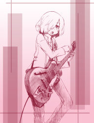 Rule 34 | 1girl, electric guitar, guitar, highres, instrument, majima yuki, open mouth, short hair, solo