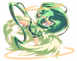 Rule 34 | 10s, 1girl, bike shorts, bike shorts under skirt, blush, choker, clenched hand, cure march, cure march (princess form), dress, fingerless gloves, gloves, green eyes, green hair, green shorts, green skirt, green theme, halo, kicking, kneehighs, long hair, magical girl, matching hair/eyes, midorikawa nao, open mouth, ponytail, precure, profile, shorts, shorts under skirt, simple background, skirt, smile precure!, socks, solo, tasaka shinnosuke, tiara, very long hair, white background