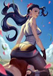 Rule 34 | 2girls, baggy pants, black hair, blue mary, crop top, cunnilingus, cunnilingus through clothes, fatal fury, femdom, girl on top, long hair, looking at viewer, looking back, luong, multiple girls, navel, oral, pants, pantyhose, phamoz, sitting, sitting on face, sitting on person, snk, straddling, the king of fighters, the king of fighters xv, yuri