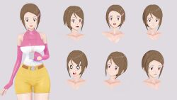 Rule 34 | 1girl, 3d, breasts, brown eyes, brown hair, digimon, female focus, highres, large breasts, medium breasts, short hair, solo, yagami hikari