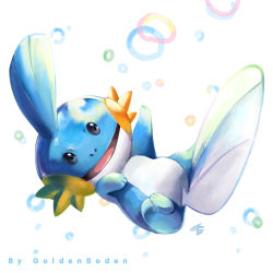 Rule 34 | bad id, bad pixiv id, black eyes, commentary, creature, creatures (company), full body, game freak, gen 3 pokemon, mei ford, mudkip, nintendo, no humans, pokemon, pokemon (creature), simple background, smile, solo, white background